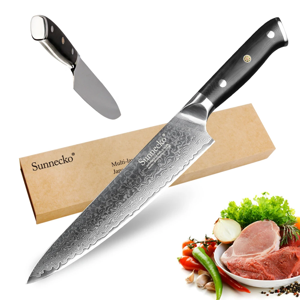

SUNNCEKO Chef Knife Kitchen Knives Japanese 73-Layer Damascus VG10 Steel Sharp Blade 60HRC 8 inch Chef's Cutter Tool G10 Handle