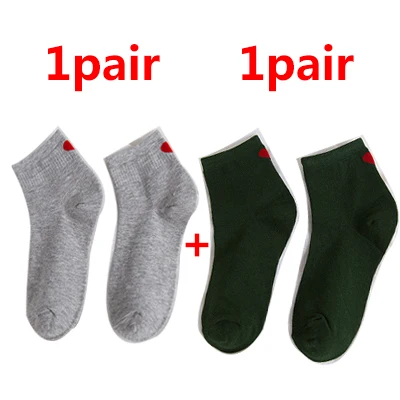 2pair 1/2/3 пары Демисезонный футболки красного цвета с сердцем и надписью «Love» Для женщин хлопковые носки модные милые сердцу пятки носки Harajuku для девочек женские теплые носки Meias - Цвет: 2pair