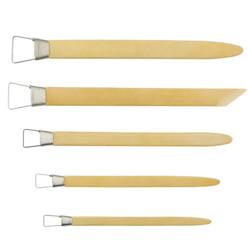 5Pcs/lot Professional Bamboo Polymer Clay Tools Pottery Ceramic Scraper Modeling Carved Sludge Sculpture Tools Hobby Supplies