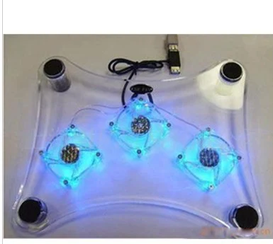 USB Портативный Ноутбук Cooler Cooling Pad 3 Вентилятора охлаждения радиатора Синий