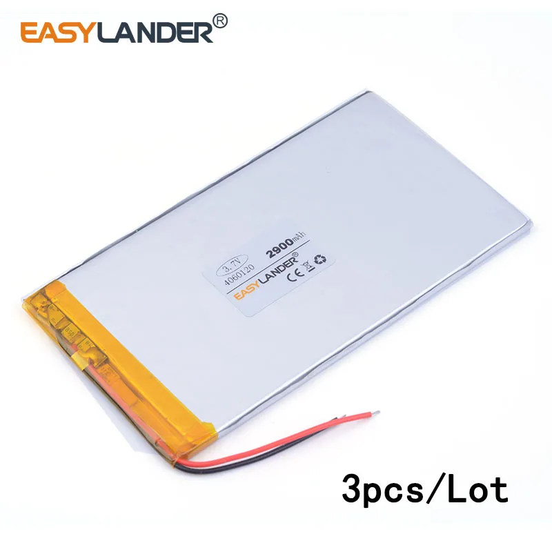 3 шт./лот 7 v 4060120 2900 mah литий ионная полимерная аккумуляторная батарея Мобильная