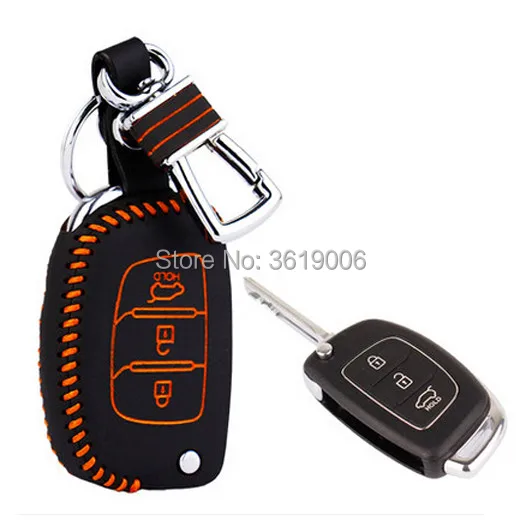 

LUCKEASY High Quality Leather Remote Key Case Cover Holder For Hyundai IX35 IX25 I30 MISTRA Santa Fe