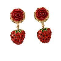 sweet fruit fresh strawberry female fashion youth beautiful girl students earrings