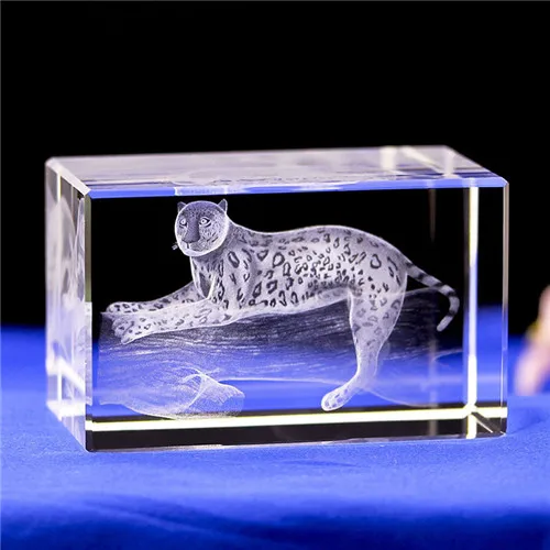 Кристалл домашний декор украшения 3D лазерная гравировка стерео Животное Динозавр слон форма украшения ремесла детский подарок на день рождения - Цвет: Leopard