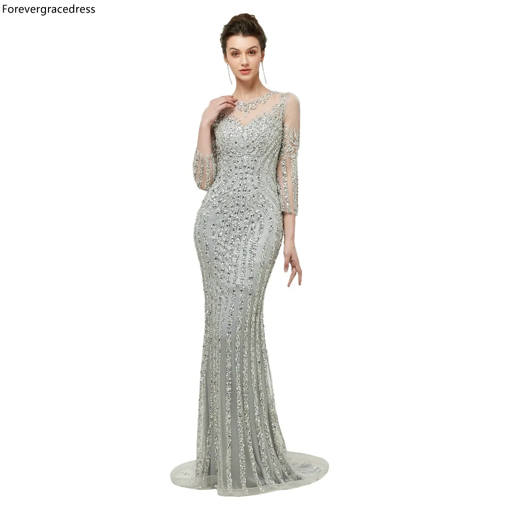 Женское вечернее платье с бусинами Forevergracedress элегантное воротник русалки