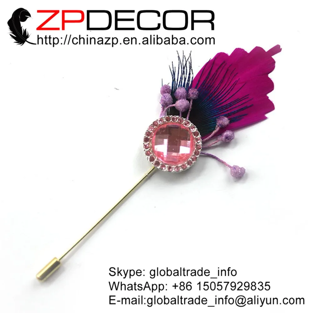 

Производитель ZPDECOR дешевая распродажа красивая хорошее качество Павлин перо стразы брошь