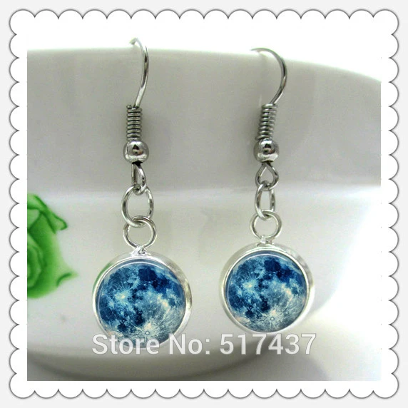 HE72 синие серьги в форме Луны полное ювелирное изделие подвеска лунный Шарм