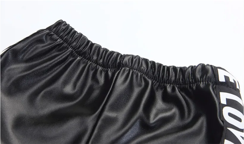 

New Baby Girls Trousers kids Letter Leggings Girls Leather Pants High Quality Elastic Waist Skinny Legging For Girls Spring Kids