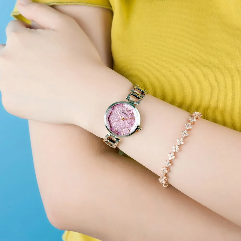 Kimio женские часы с полым браслетом роскошные многогранным циферблатом Babysbreath