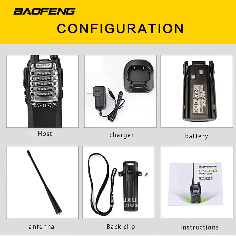 

Two Way Radio BaoFeng BF-UV8D Walkie Talkie UHF 8W 128CH DTMF Dual PTT FM Transceiver