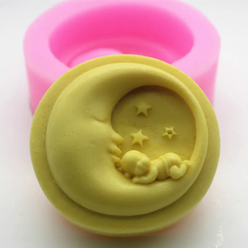 

Creative Round Moon Cake Molds for Soap making DIY Craft 3D Baby Silicone Soap Mold