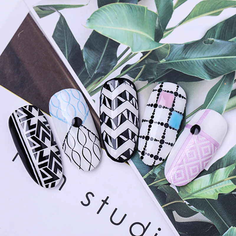 Nail Art Наклейки самоклеящиеся волны в горошек и полоску 3D ногтей Стикеры