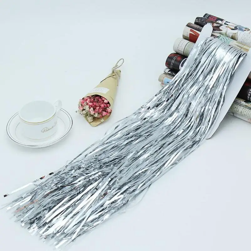 

10 шт 100 см x 100 см Блестящий Фон фольга бахрома занавеска с блестками день рождения Рождественское украшение праздничные украшения «сделай с...