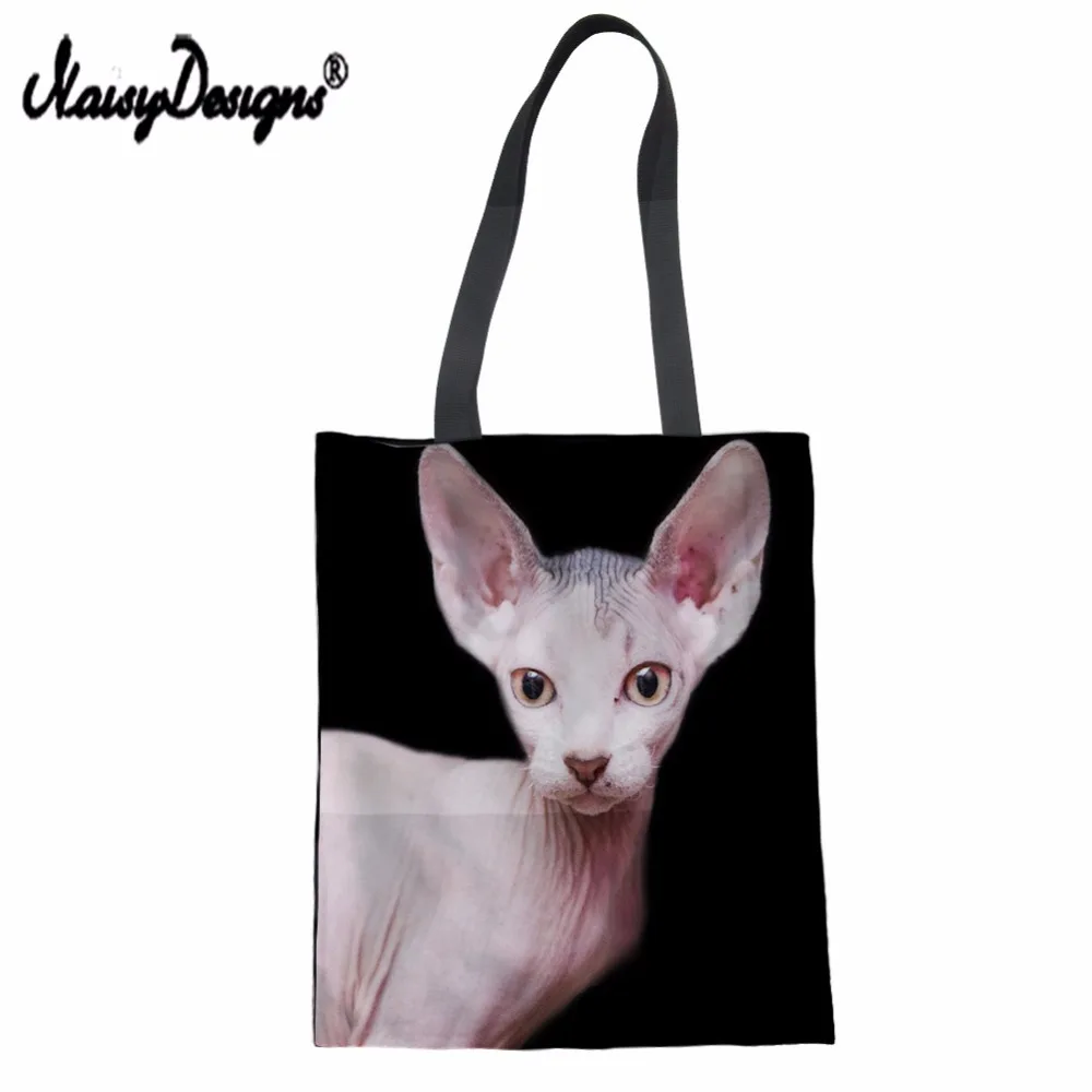Sphynx многоразовые тканевые сумки для покупок безволосый принт Экологичная сумка