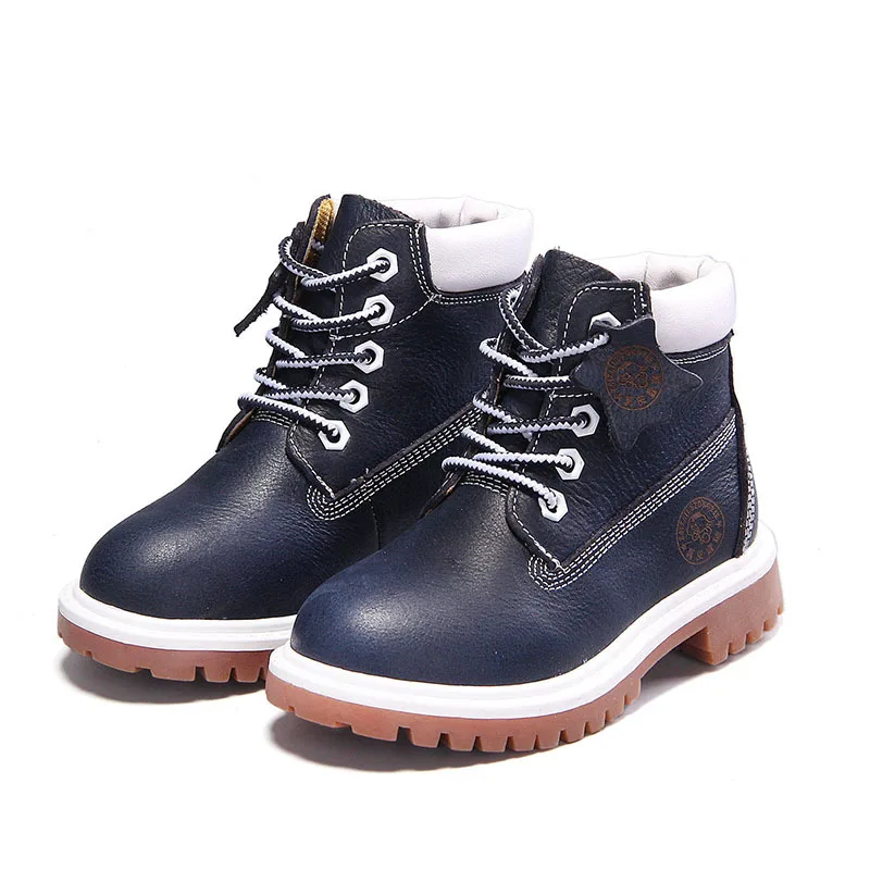 Зимние детские зимние ботинки из натуральной кожи для девочек и мальчиков теплые
