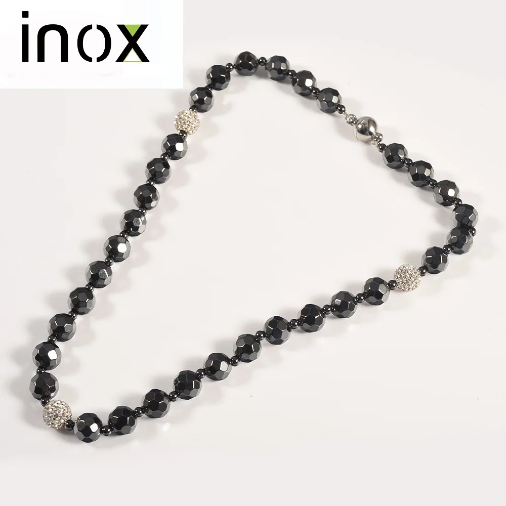 

Inox Fashion Women`s Necklace Matte Frosted Amazonite bead Hematite Healing Energy with Buddha Charm Yoga Necklace for Mens