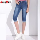 Джинсы-Капри женские скинни, эластичные джинсы с завышенной талией, короткие брюки из денима, одежда GAREMAY, лето размера плюс