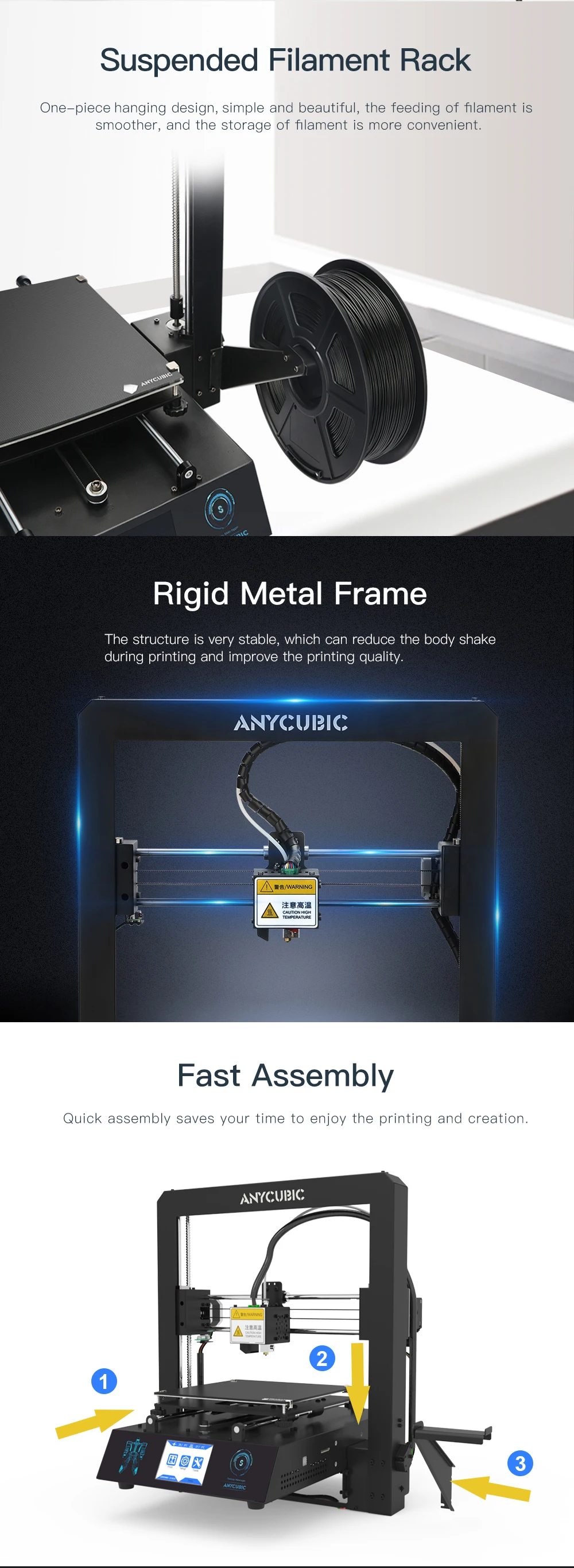 ANYCUBIC Mega-S новейший 3d принтер размера плюс высокое качество экструдер TFT сенсорный цветной экран Настольный дешевый 3d принтер DIY комплект