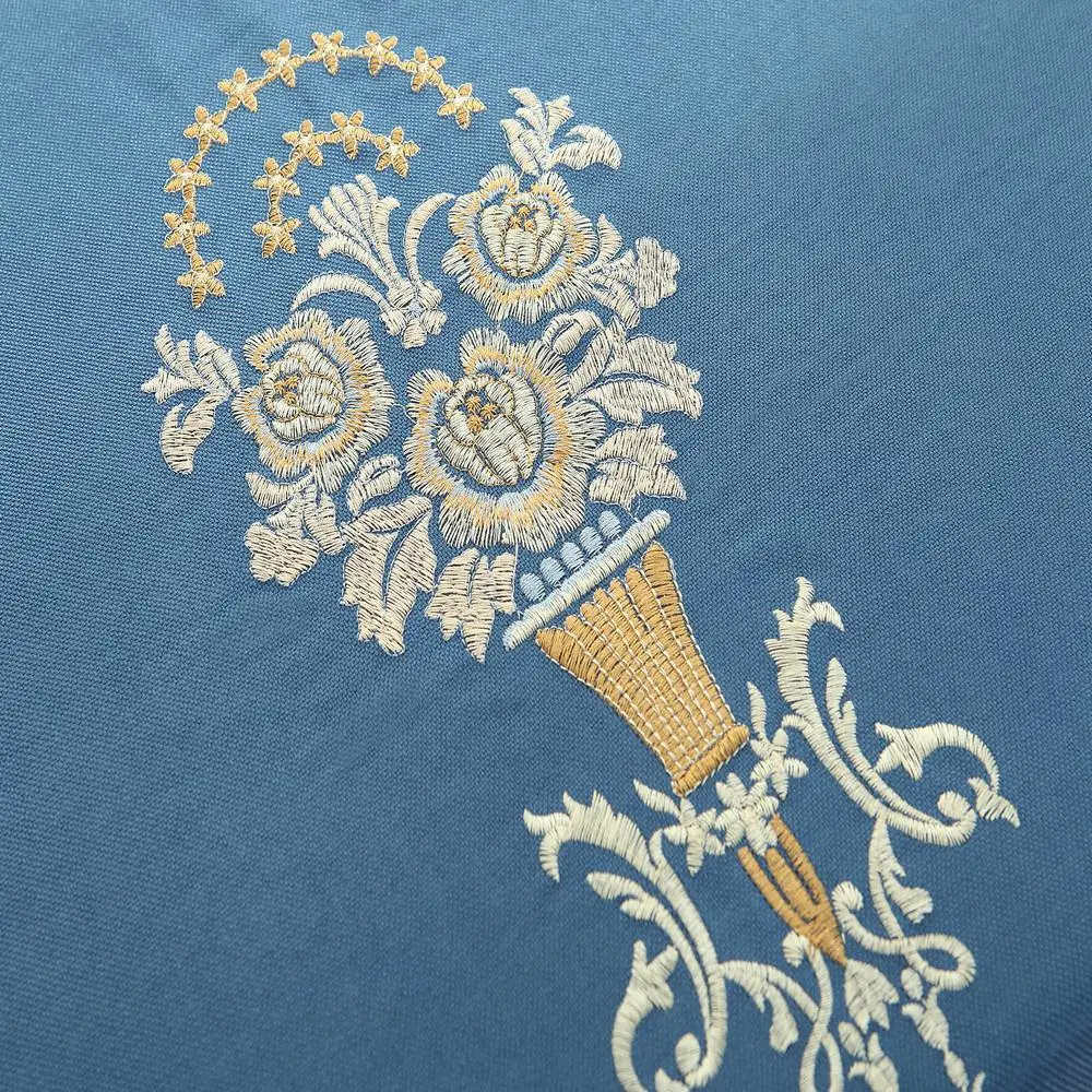 High quality European Window Blackout Curtain for Living Room Bedroom linen embroidered elegant blue 1pcs price free ship | Дом и сад