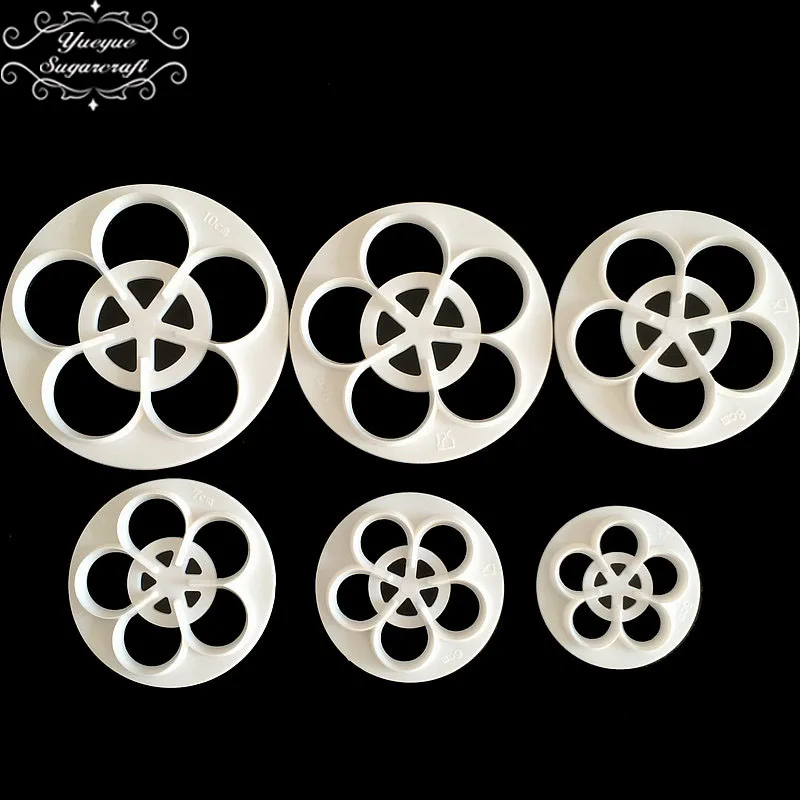Yueyue Sugarcraft 6pc Succulents plastic fondant cutter cake mold decorating tools | Дом и сад