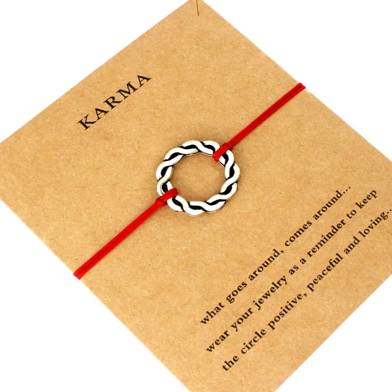 Женский и мужской браслет Karma Circle регулируемый с цепочкой красного цвета