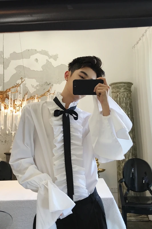 M-2XL! Новая Альтернативная плиссированная рубашка с гофрированным украшением в