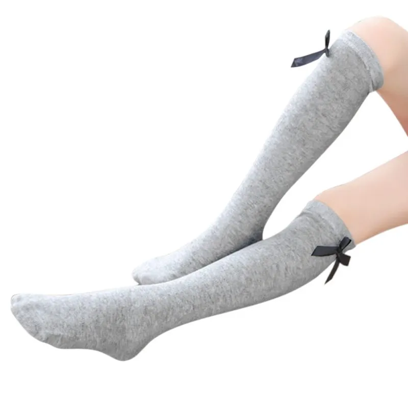 Носки для девочек милые детские носки до колена с бантиками длинные без пятки