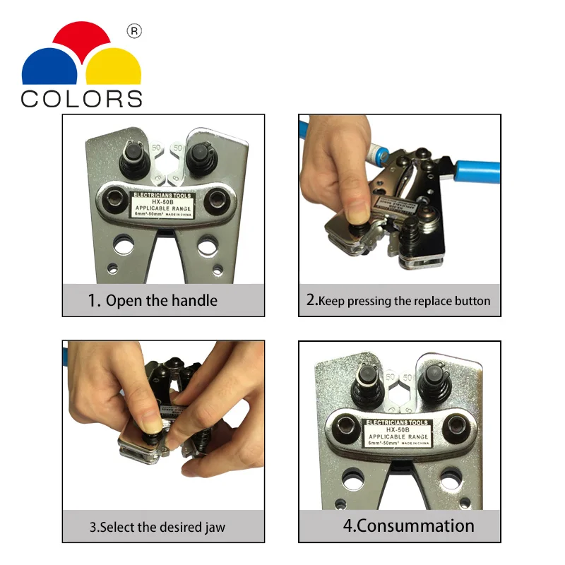 HX 50B провода обжимной инструмент кабельный ручной Cu/Al терминал трещотка Электрик