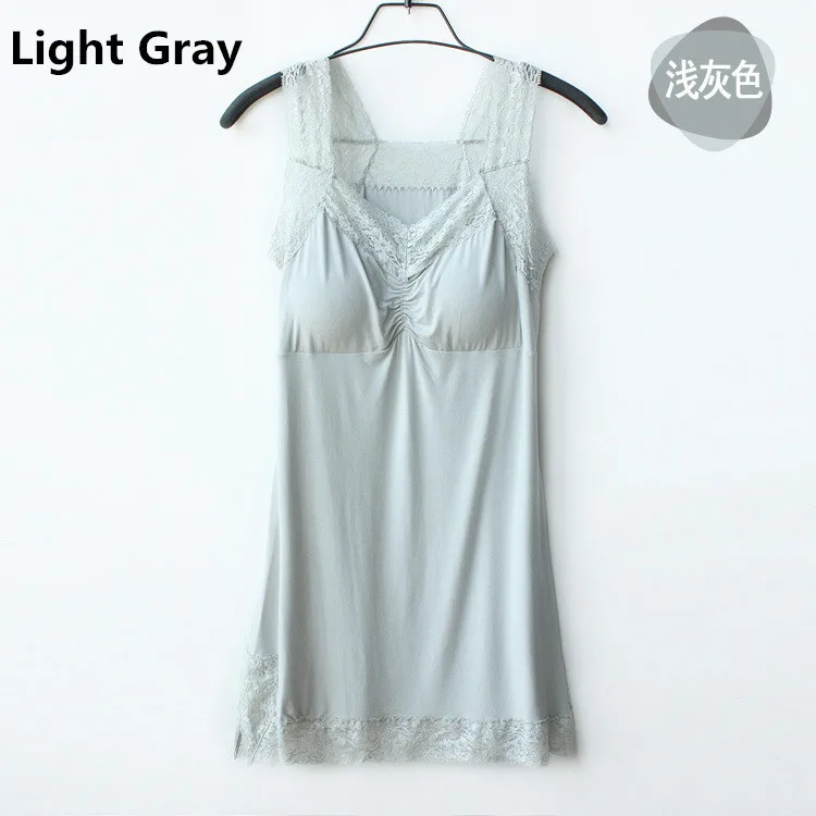 Light Gray 7 цветов, качественная Модальная ночная рубашка, женская пижама, кружевная одноцветная ночная рубашка с v-образным вырезом, ночная рубашка, Camisolas De Dormir# K12 - Цвет: Light Gray