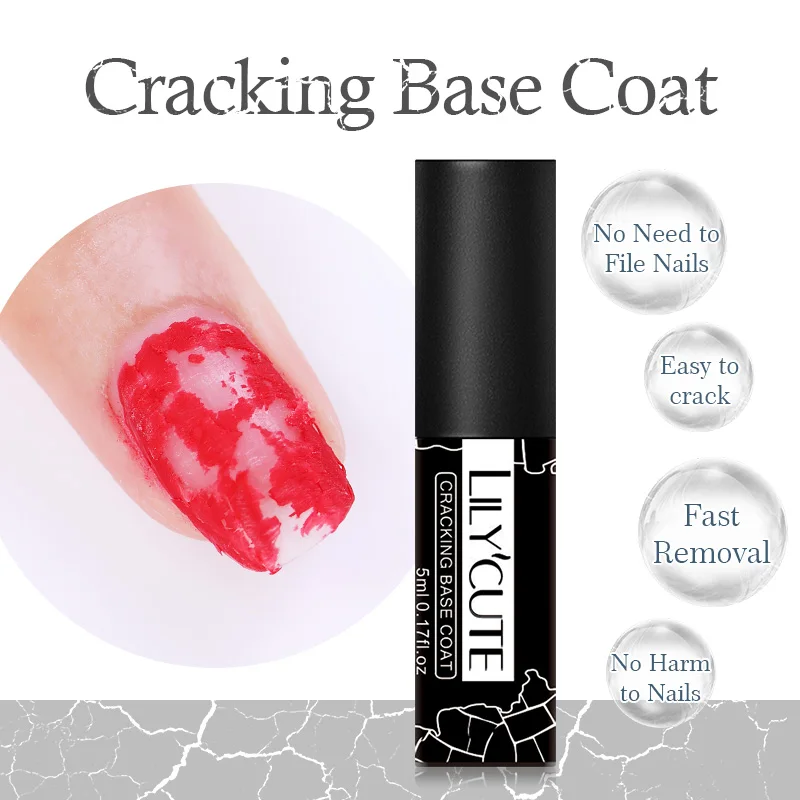cracking base coat LILYCUTE 5 мл Опаловый Гель-лак для ногтей замачиваемый УФ светодиодный Гель-лак долговечный полупрозрачный Гель-лак для ногтей маникюрный лак - Цвет: cracking base coat