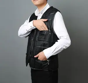 Мужские жилеты без рукавов, с кожаными накладками жилет мужской тонкий кардиган жилетка для отдыха мужские пальто, верхняя одежда, куртки размера плюс L-6XL верхняя одежда