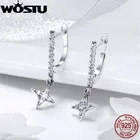 Серьги-подвески женские из серебра 925 пробы, со звездочками, FIE446