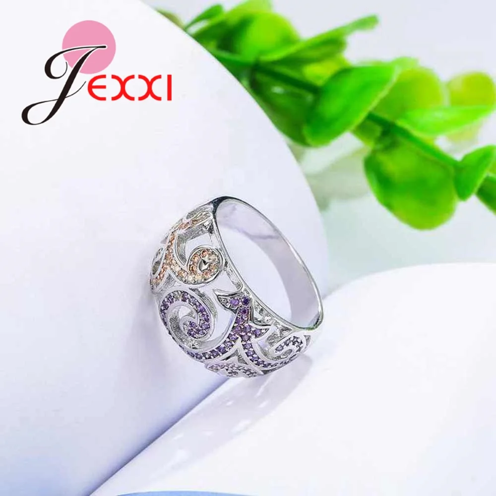 Fashion Hollow Ring 3 Color Micro CZ Crystal Paved 925 Sterling Silver Jewelry For Women Girls Best Gift Bague Bijoux | Украшения и