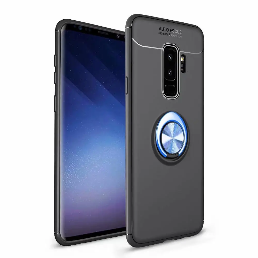 Чехол-подставка для samsung Galaxy S10 Plus S8 S9 Plus, магнитный кронштейн, кольцо на палец, защитный чехол для Note 9 Note 8 S10E J3 J5 J7, чехол - Цвет: Black Blue