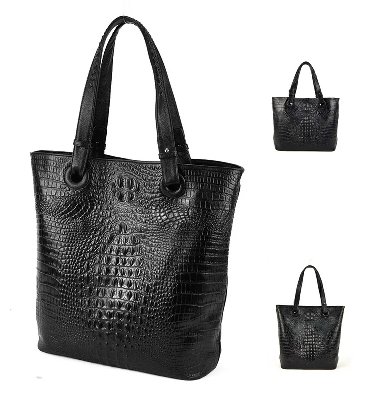 Женская сумка-тоут из натуральной кожи сумка для покупок крокодиловой