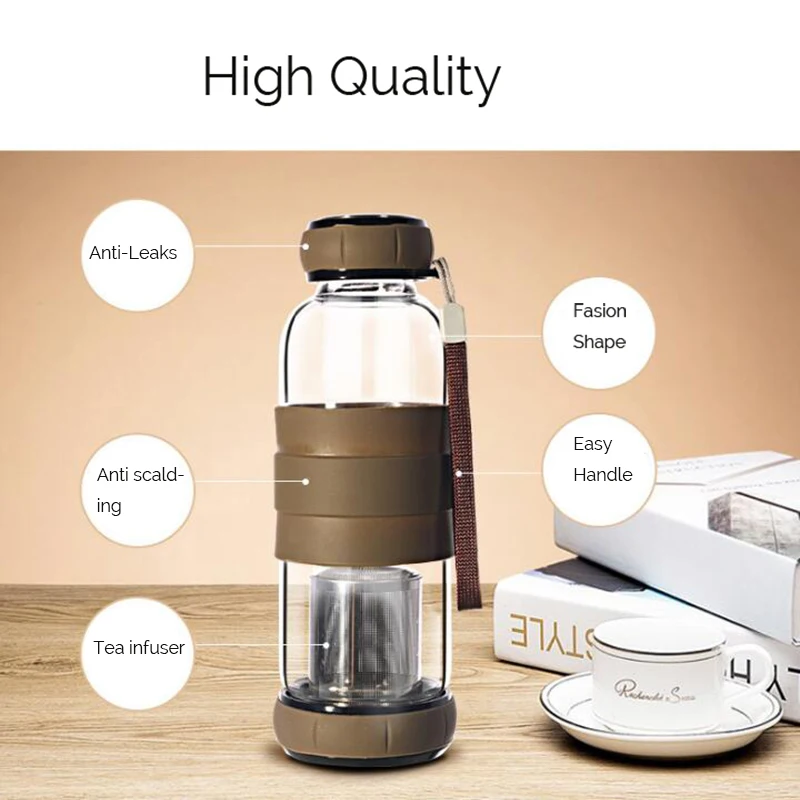 Новинка 2019 портативная Спортивная стеклянная бутылка для чая с питьевой водой