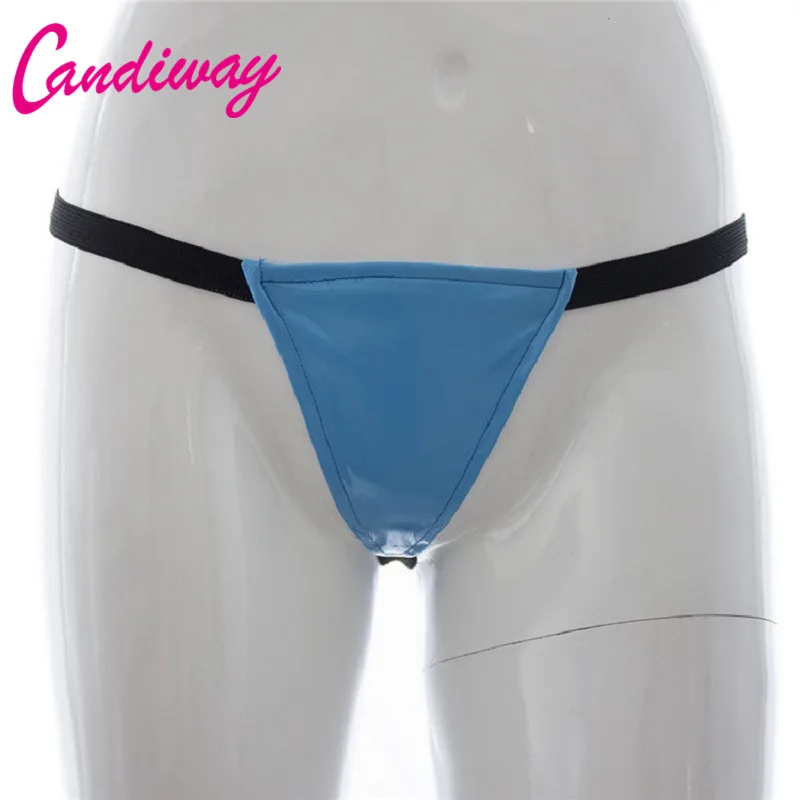 Сексуальное женское нижнее белье стринги из лакированной кожи прозрачные