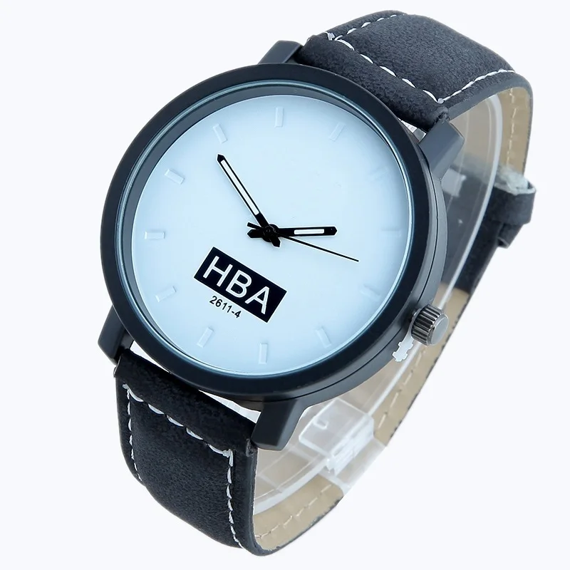 

TOP Urban Men watch minimalist White Black Dial analog quartz PU Leather wristwatch sport boy gentelman unisex teen fashion A163