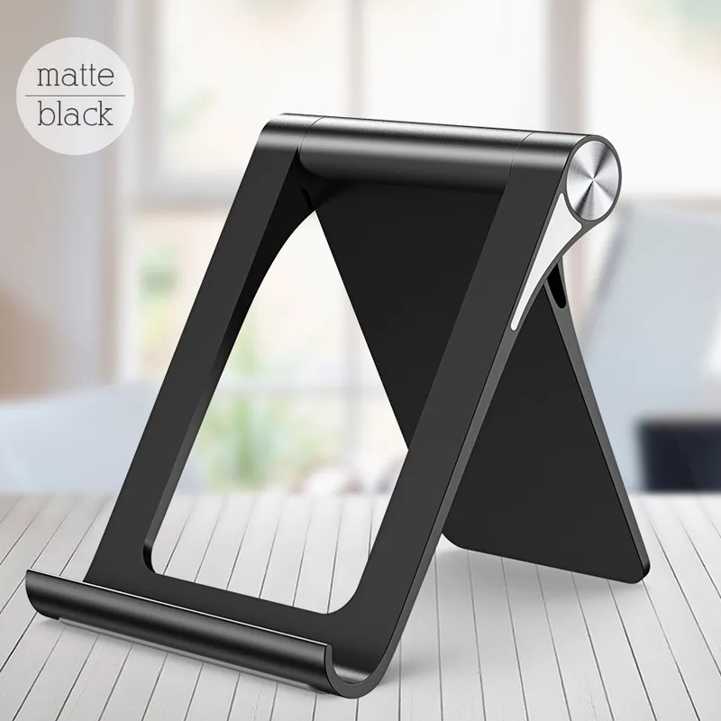 Matte Black LINGCHEN держатель для мобильного телефона, Универсальный складной держатель для iPhone 7/8 plus, настольная подставка для планшета, держатель для мобильного телефона для Xiaomi - Цвет: Matte Black