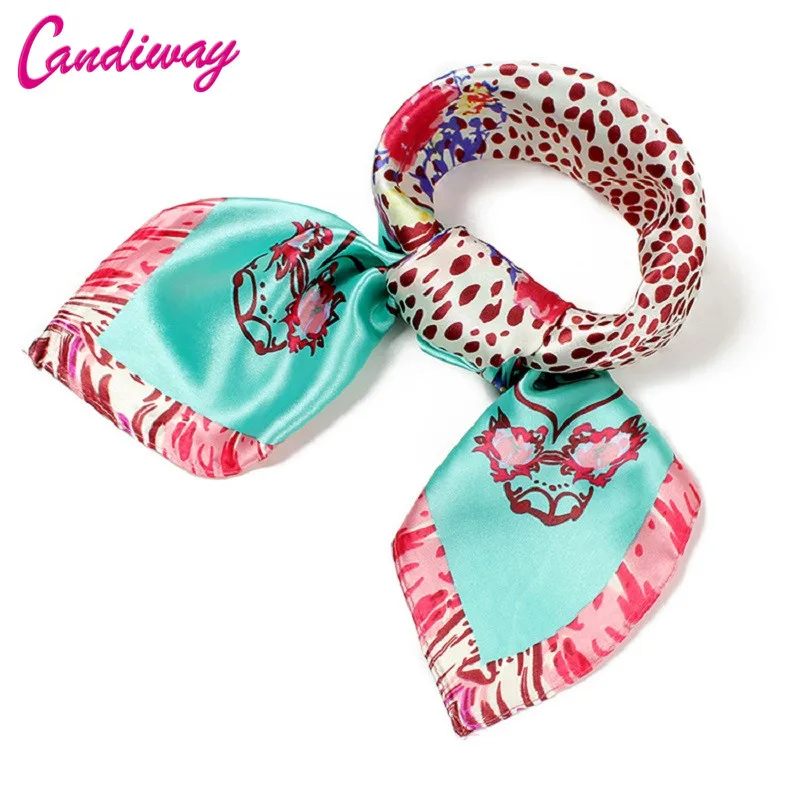 

2018Hot Silk Square Scarf Bandana Women Fashion Brand Femme Imitated Wrap Green Silk Satin Scarves Poncho Shawl Cape Hijab 60cm