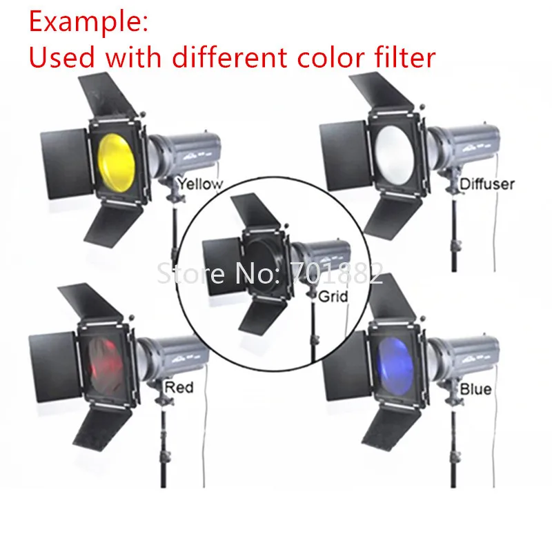 NICEFOTO 230 мм металлический Elinchrom бленда двери сарая фильтр комплект с сотовой