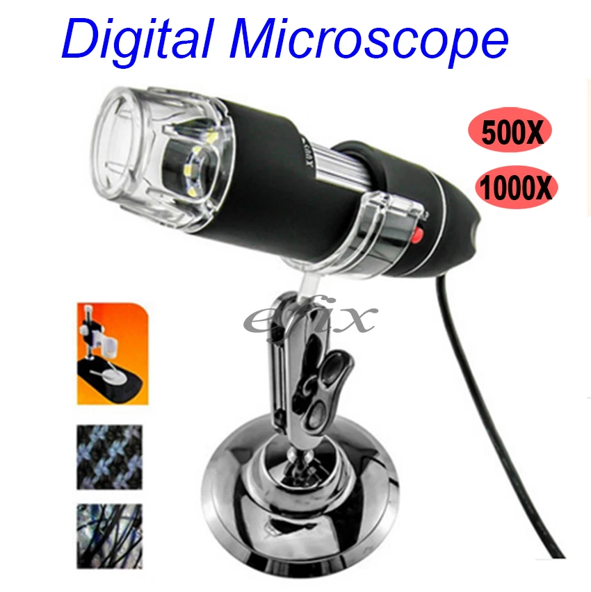 Цифровой микроскоп с 8 светодиодами 500X 1000X