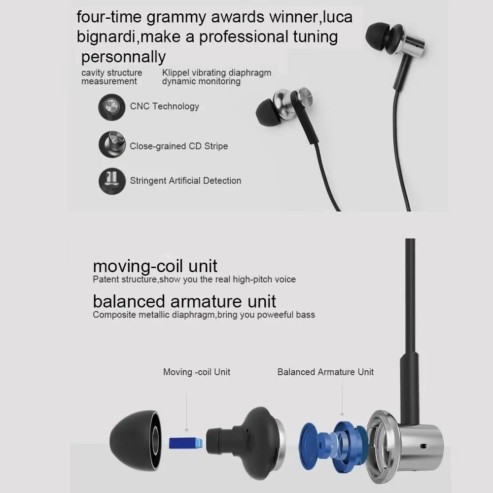 Xiaomi Hybrid Dual Drivers серия Оригинальные наушники MI In Ear Pro динамические