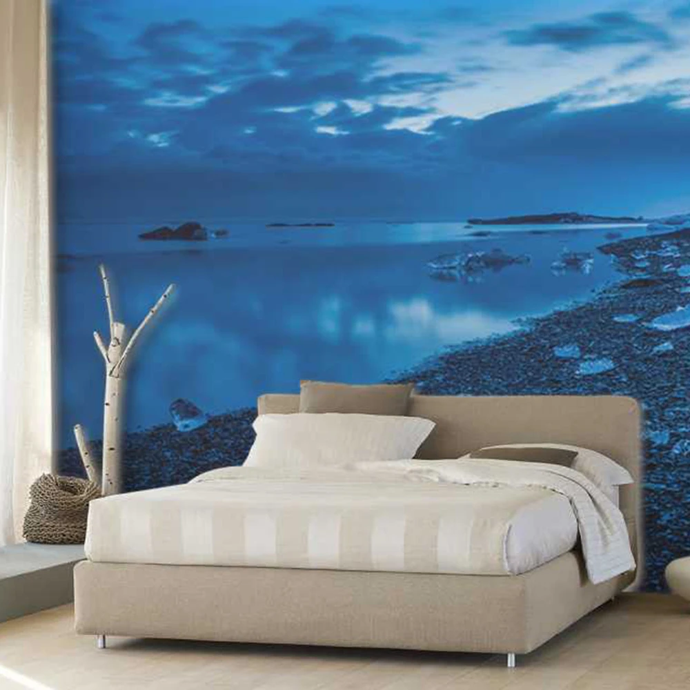 Фон для гостиной с синим берегом 3D обои фотообои 3d papel de pared PW1435731322|papel pared|papel de3d |