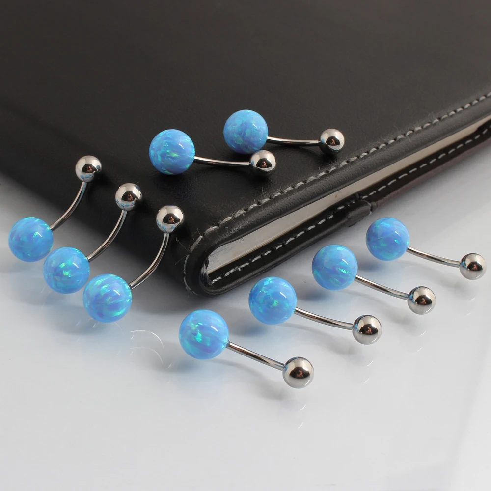 Кольцо для пирсинга живота из нержавеющей стали с опалом 8 мм | Украшения и