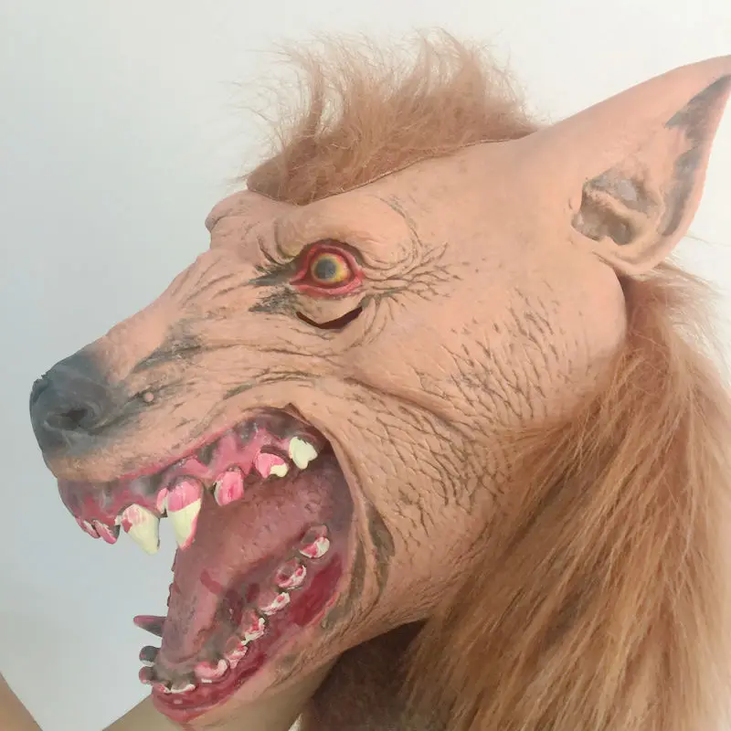 Ужасные латексные маски оборотеней на все лицо для Хэллоуина страшные животные