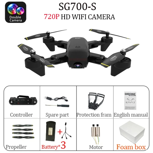 Dual 720P CAM 3B 2M SG700 SG700S Дрон с камерой 4k 1080P 720P HD камера Дрон Профессиональный Дрон дрона Квадрокоптер игрушка-Вертолет игрушка - Цвет: Dual 720P CAM 3B 2M