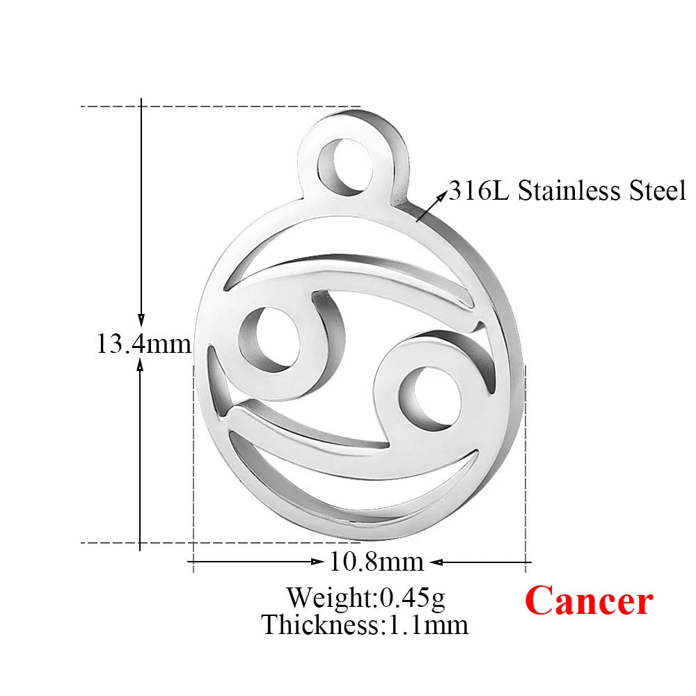 10 шт. подвеска из нержавеющей стали с созвездиями зодиака