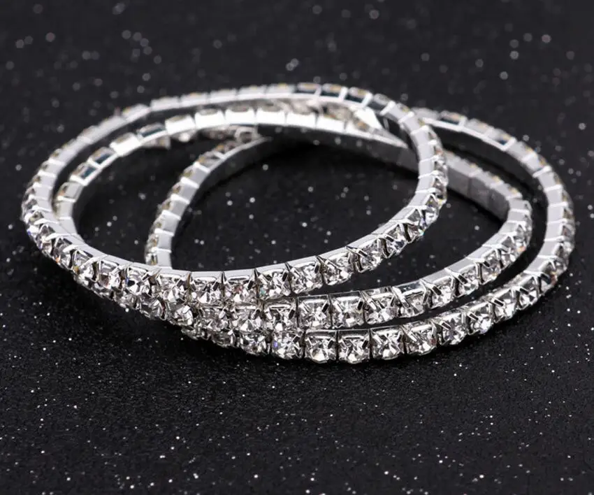 1 ряд хрустальных одиночных браслетов эластичные стразы на запястье женские