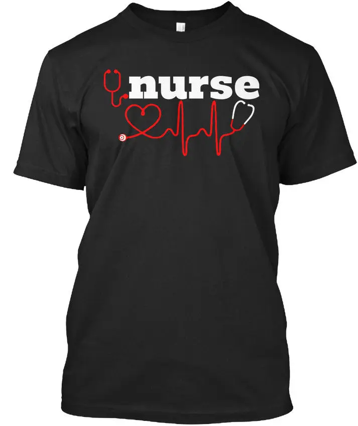

T Shirt Men Casual Cotton Short Sleeve Cozy Nurse Heartbeat - Stylisches T-Shirt Stylisches T-Shirtbiker T Shirts